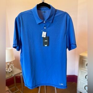 Men's Warehouse MSX Michael Strahan Blue Polo Shirt large NWT